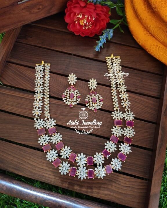 2 Layered Diamond Look Cz Necklace Set – AN7