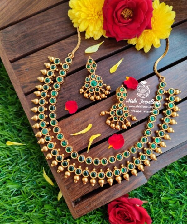 Two Layered Kemp Necklace -Green-N245