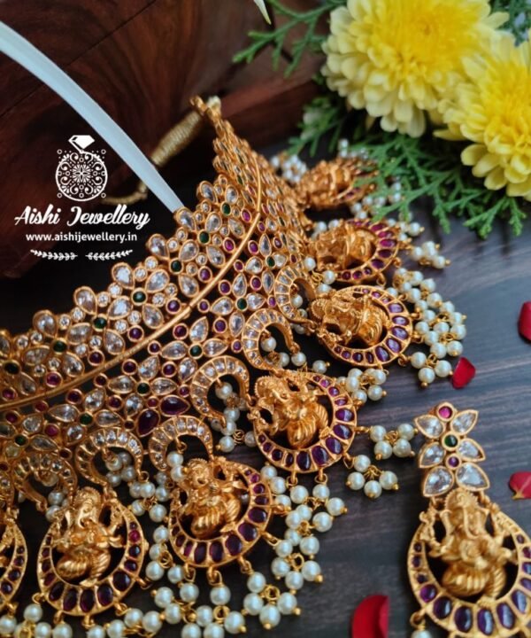 Ganesha Bridal Choker Set with Peal Beads – CK05