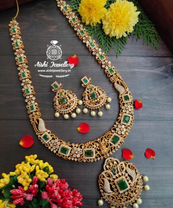 Ad Lakshmi Haram with Emerald Stones-LH07