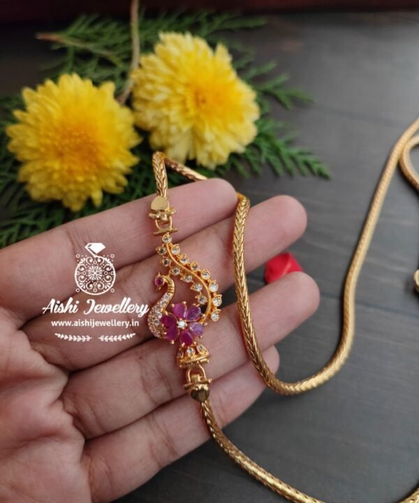 Peacock Moap Chain(White & Ruby)-MC6