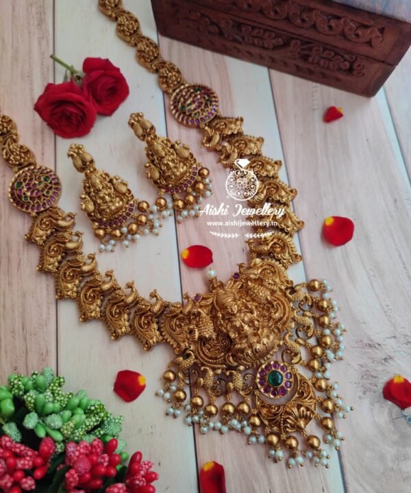 Lakshmi Kemp Long Haram with Golden Beads-LH107