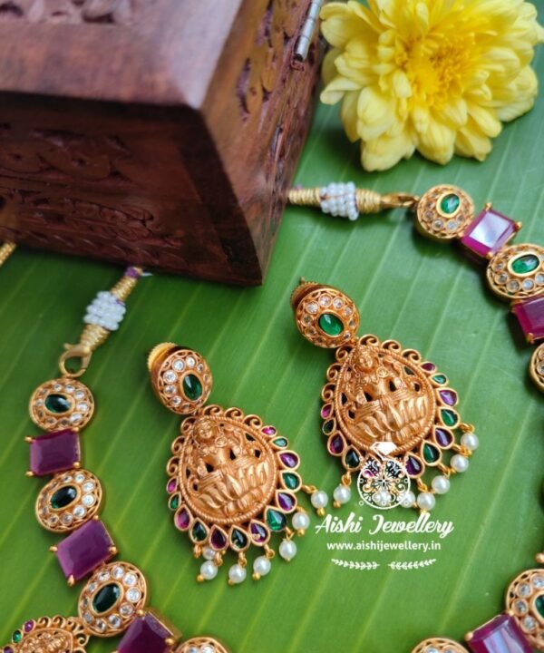 Lakshmi devi matte necklace with ruby work-N241