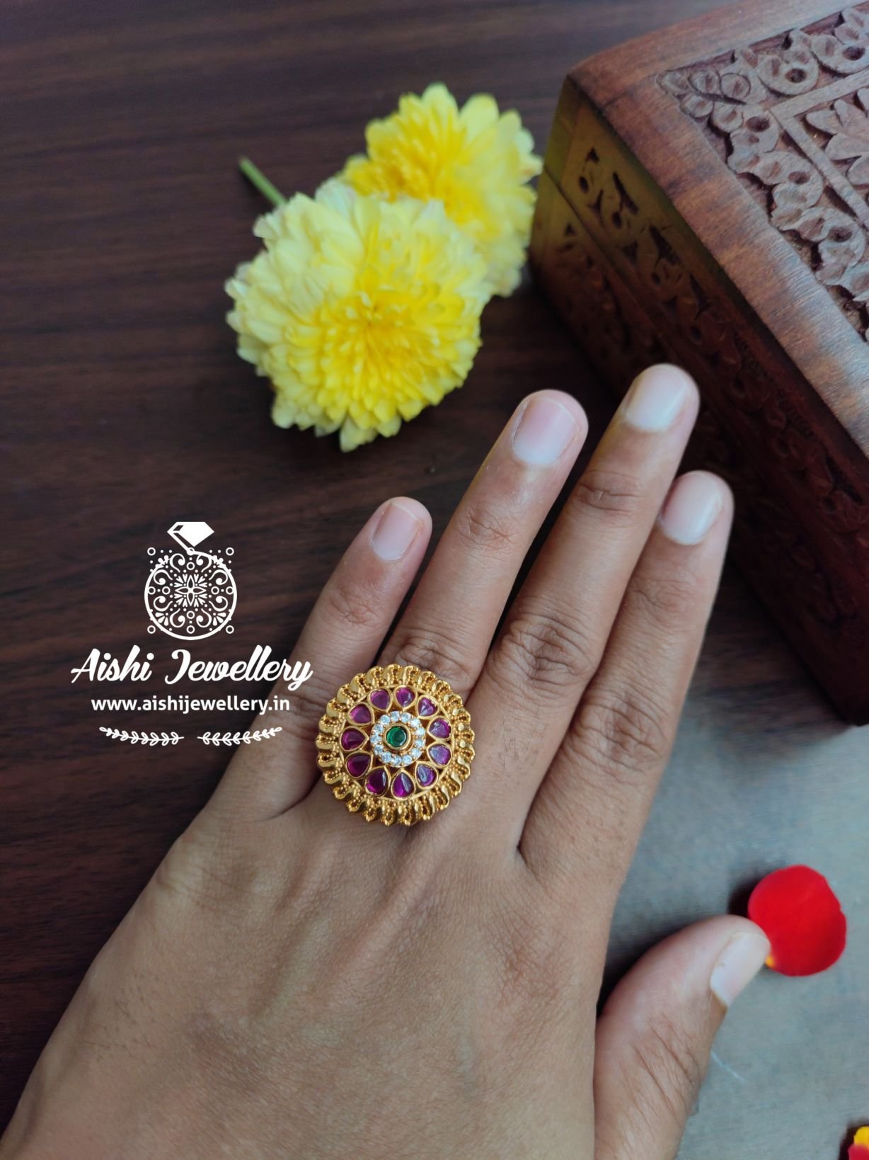 Buy Kord Store Traditional Round Shape Alloy Gold Plated Kundan Adjustable Finger  Ring For Women and Girls Online at Best Prices in India - JioMart.
