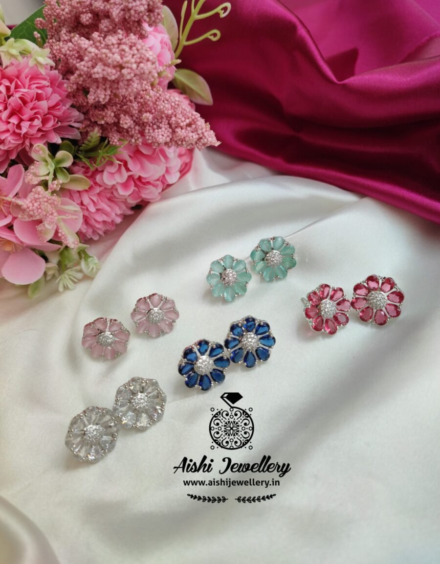 Floral American Diamond Stud -AE56