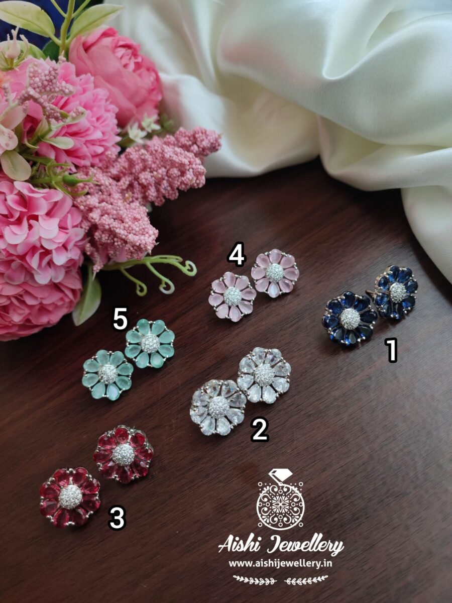 Floral American Diamond Stud -AE56