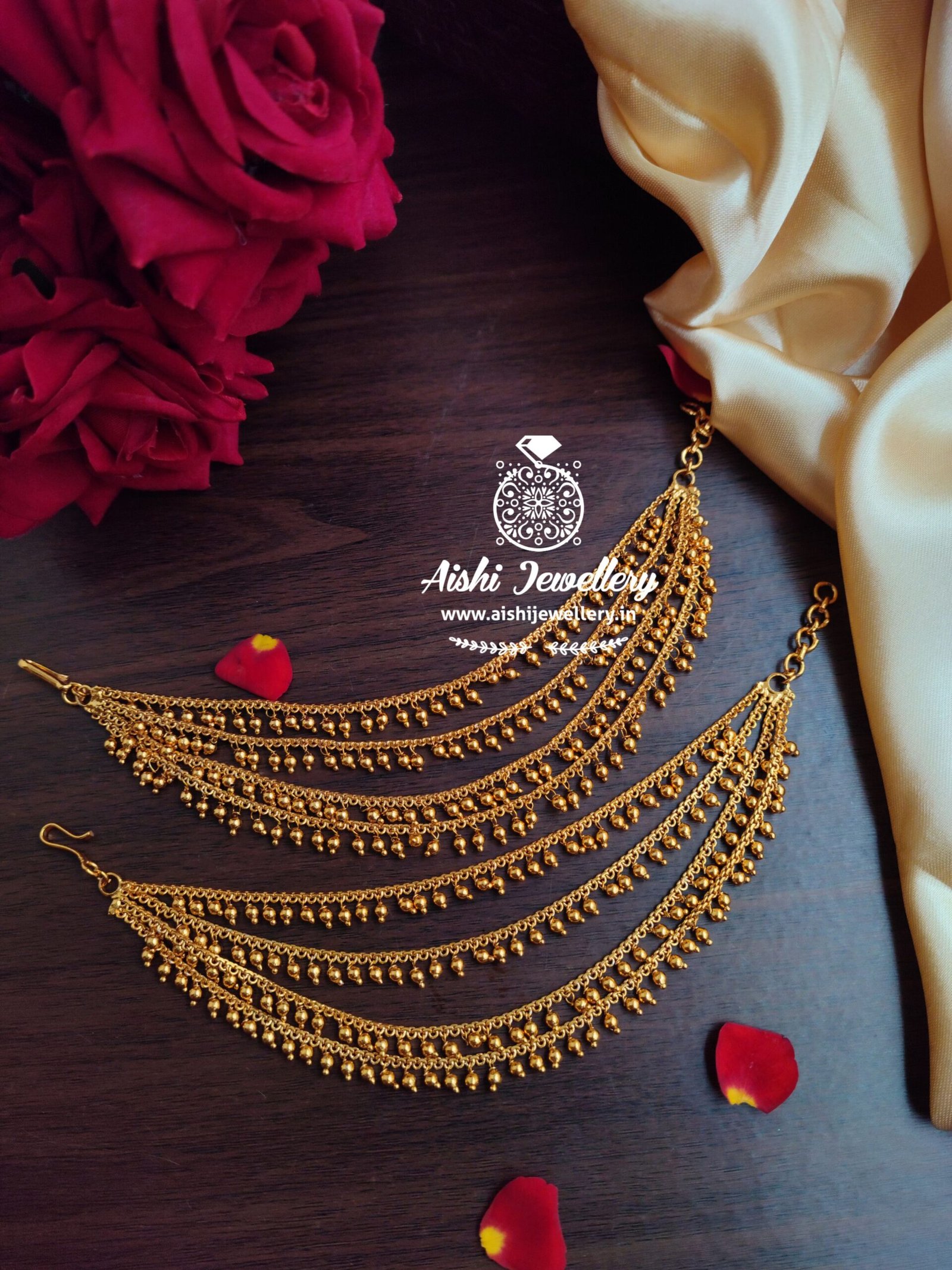 4 Layer Golden Beads Earring Chain -EC26