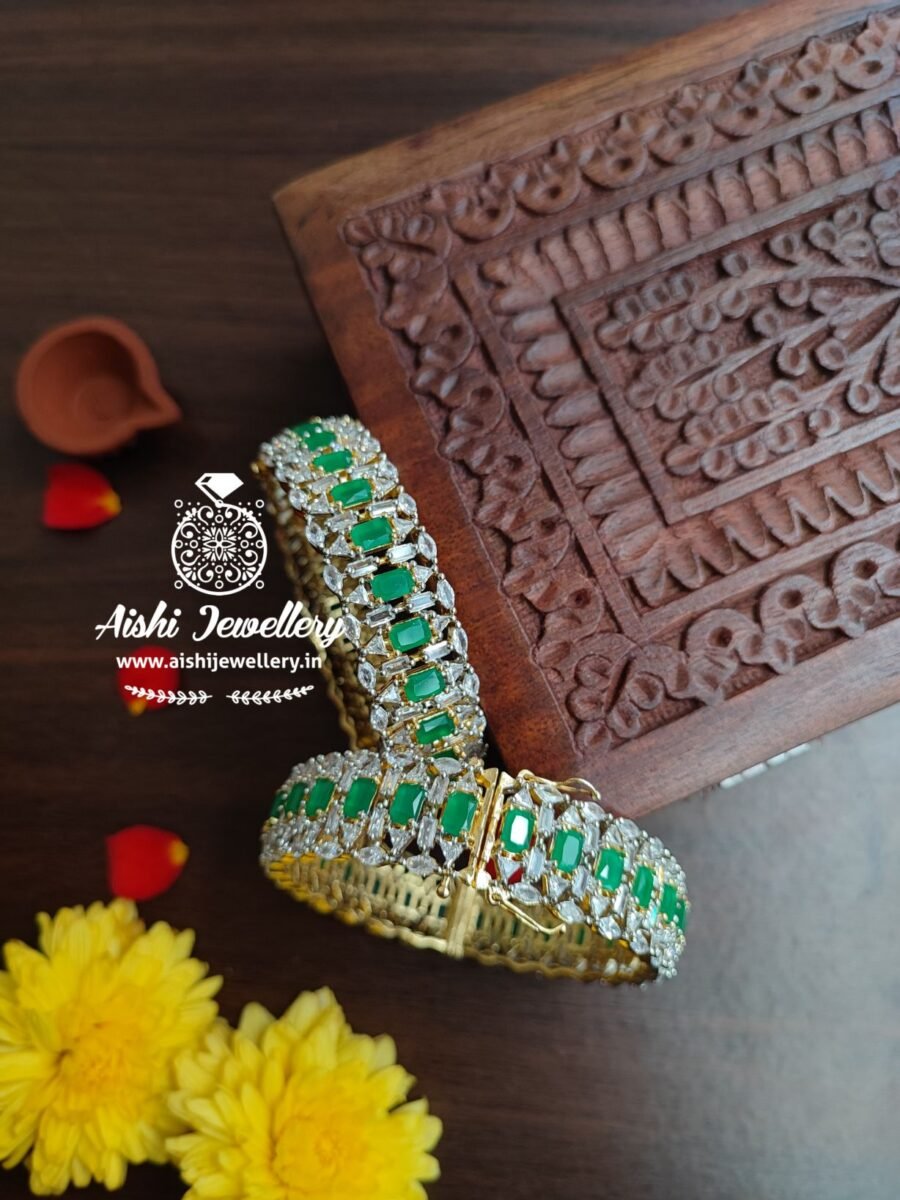 Zircon Board Openable Bangles ( Pair) -B112