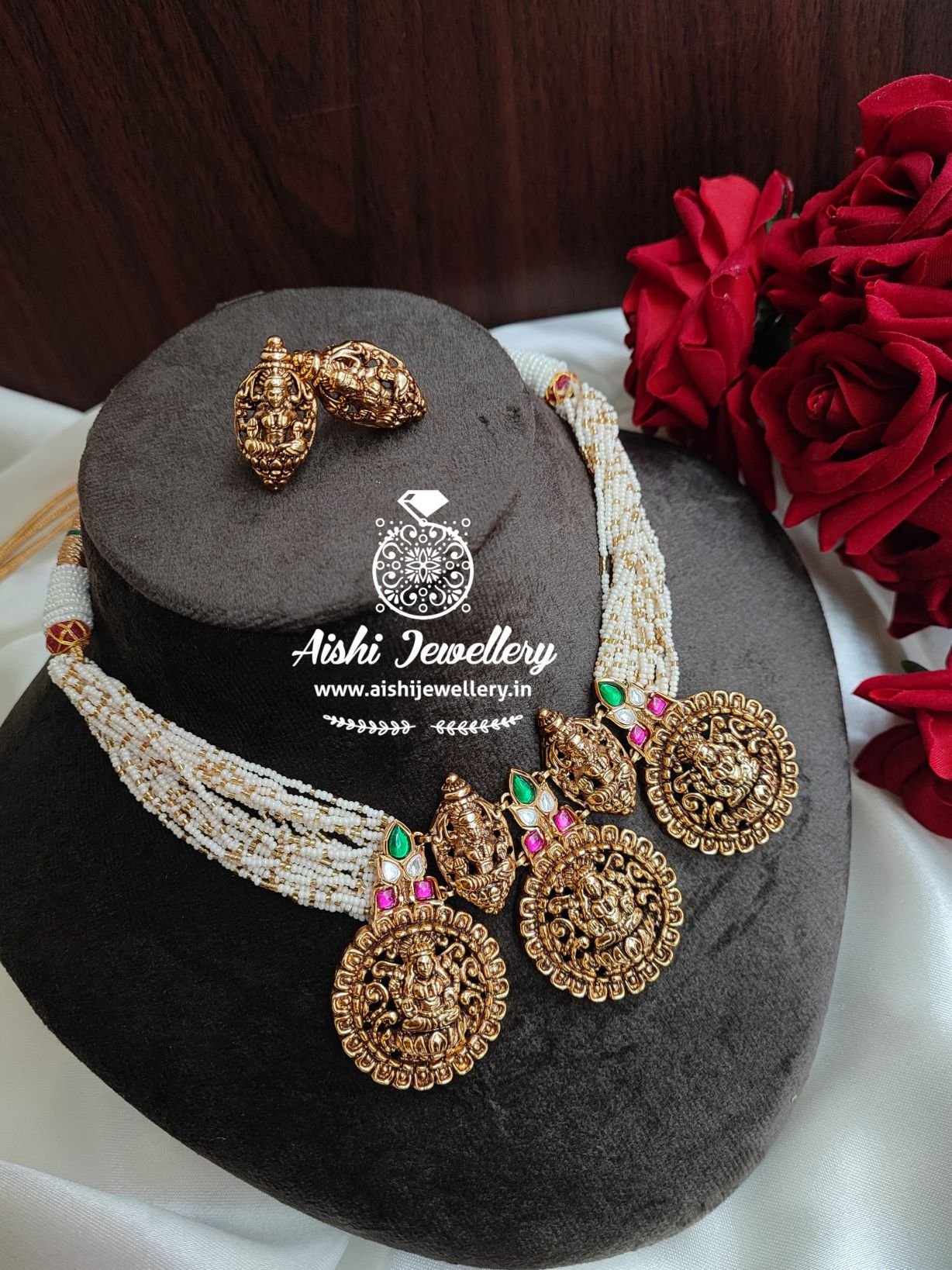 Jadu Pearl Beads Choker Set-HN93