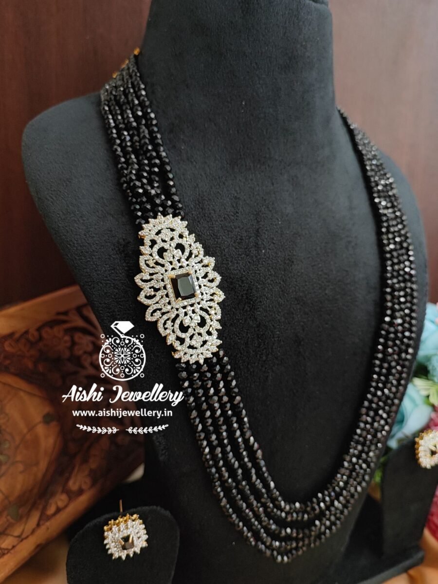 American Diamond with Crystal Mala Set(Black)-MA18