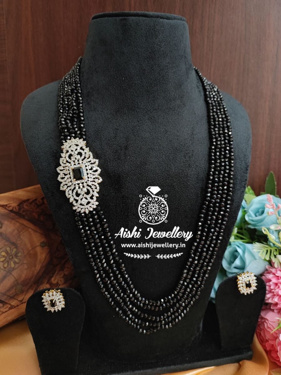 American Diamond with Crystal Mala Set(Black)-MA18