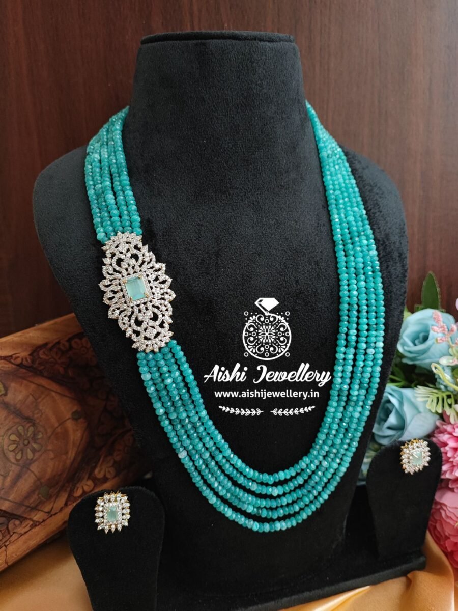 American Diamond with Crystal Mala Set(Sea Blue)-MA19