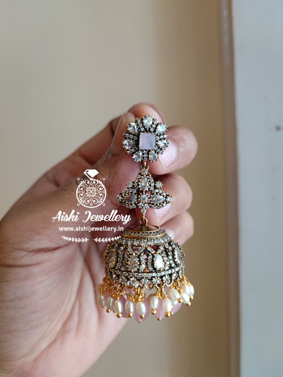 Victorian Jhumka(Baby Pink)-E275