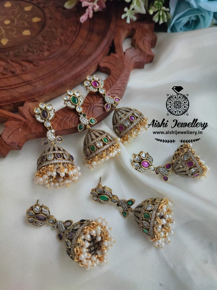 Victorian American Diamond Jhumka – AE100