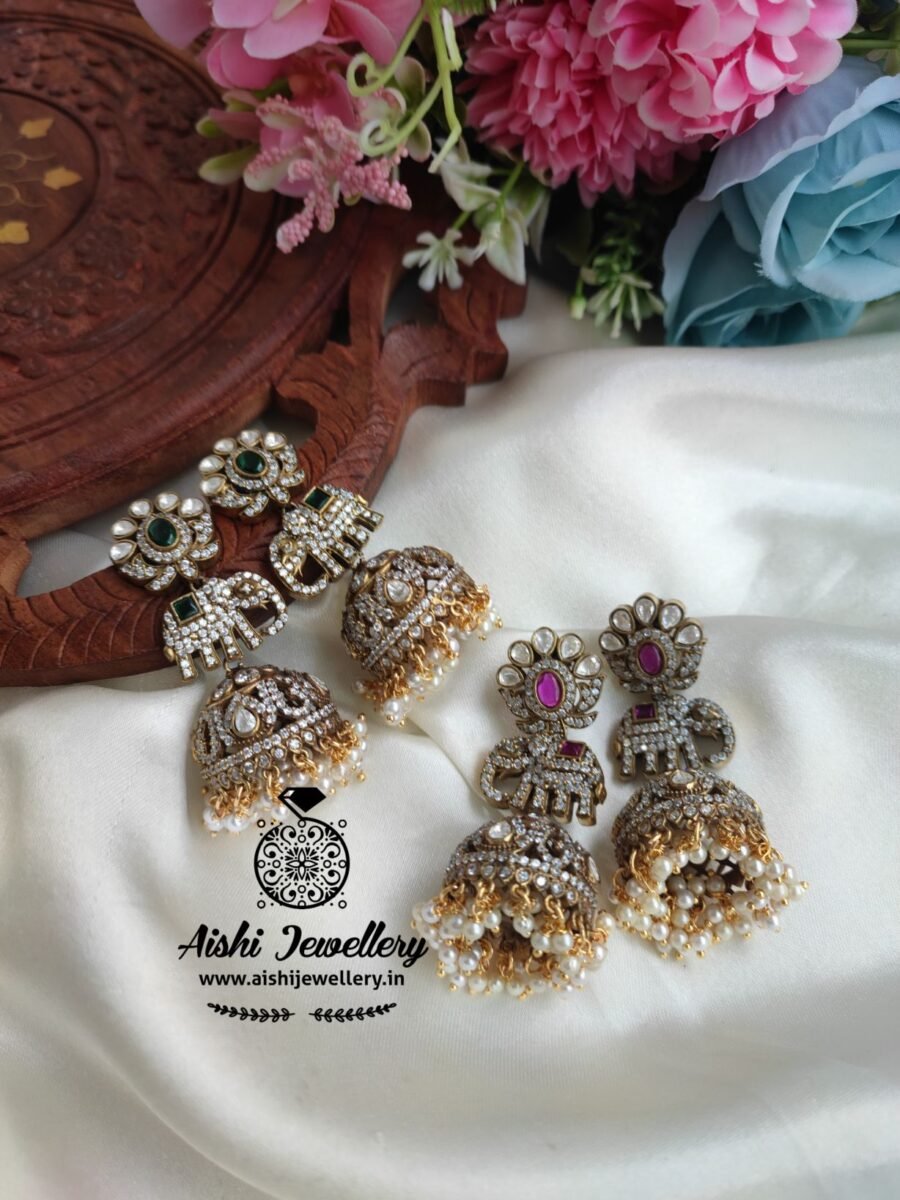 Victorian AD Peacock Jhumka – AE103