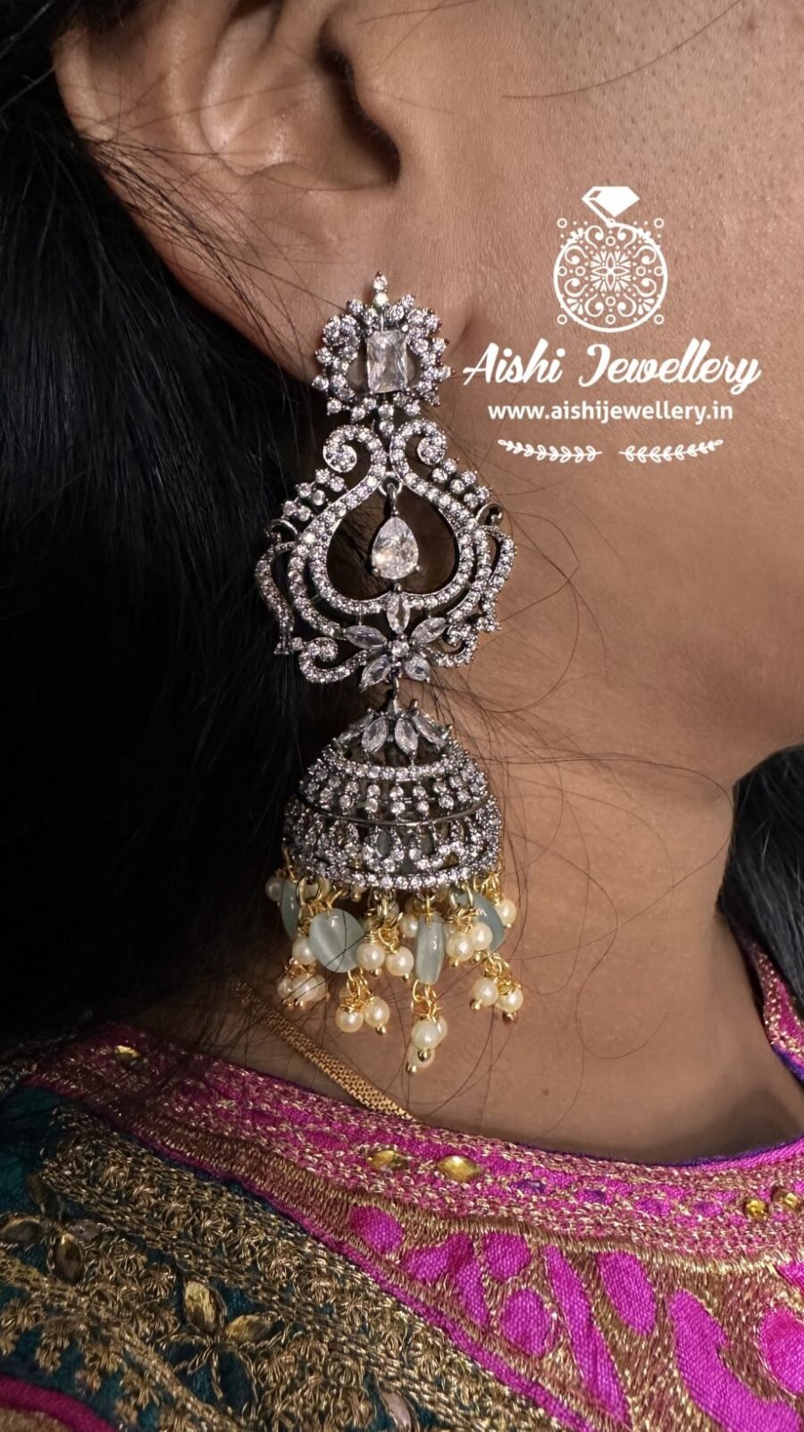 Victorian AD Peacock Jhumka – AE98