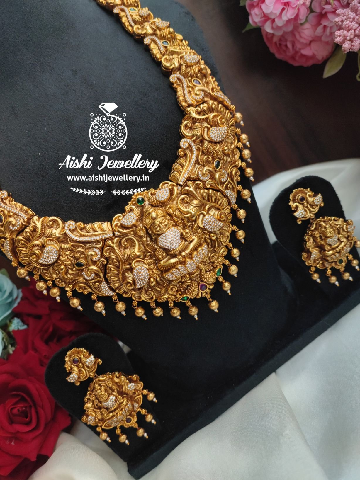 Bridal Gold likea polish Nakshi Long haram-LH179