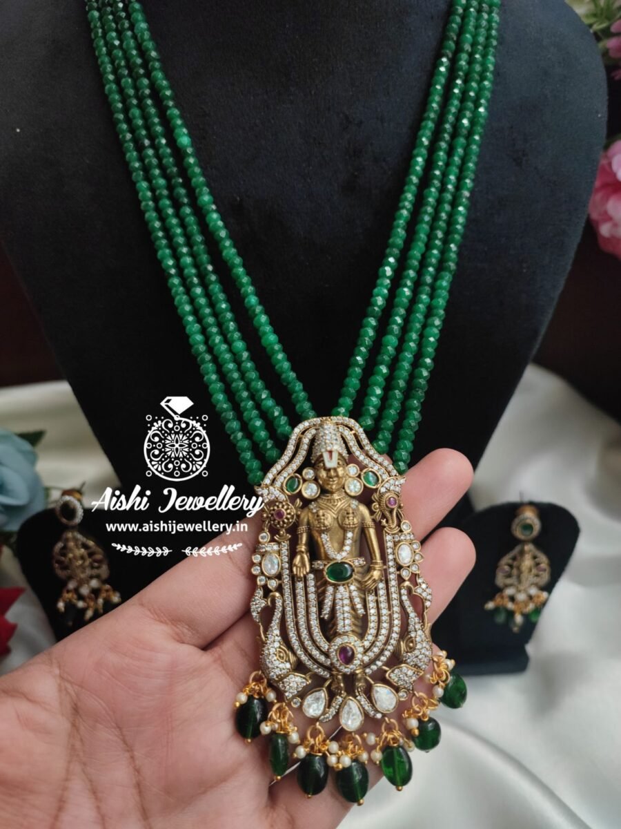 Perumal Victorian Pendant with Crystal Mala Set-MA28