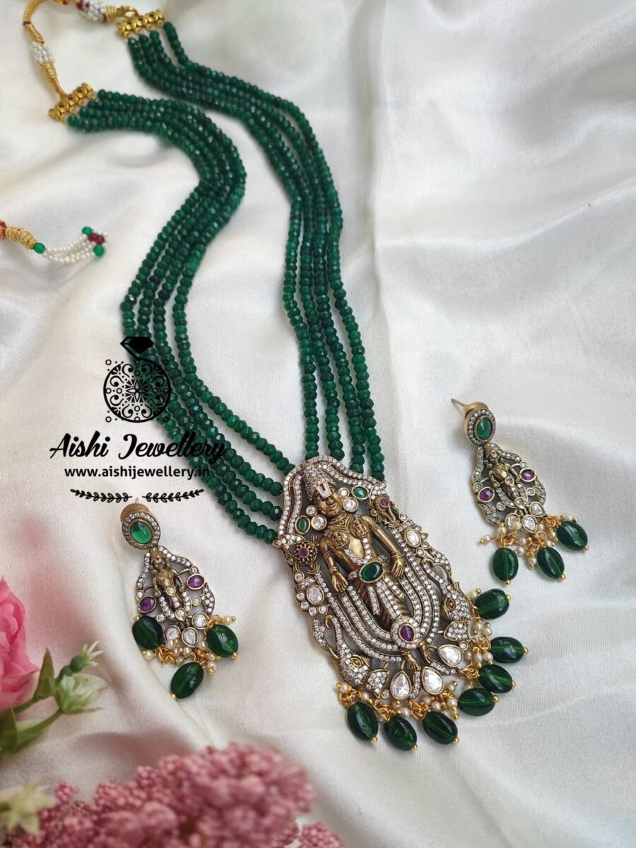 Perumal Victorian Pendant with Crystal Mala Set-MA28