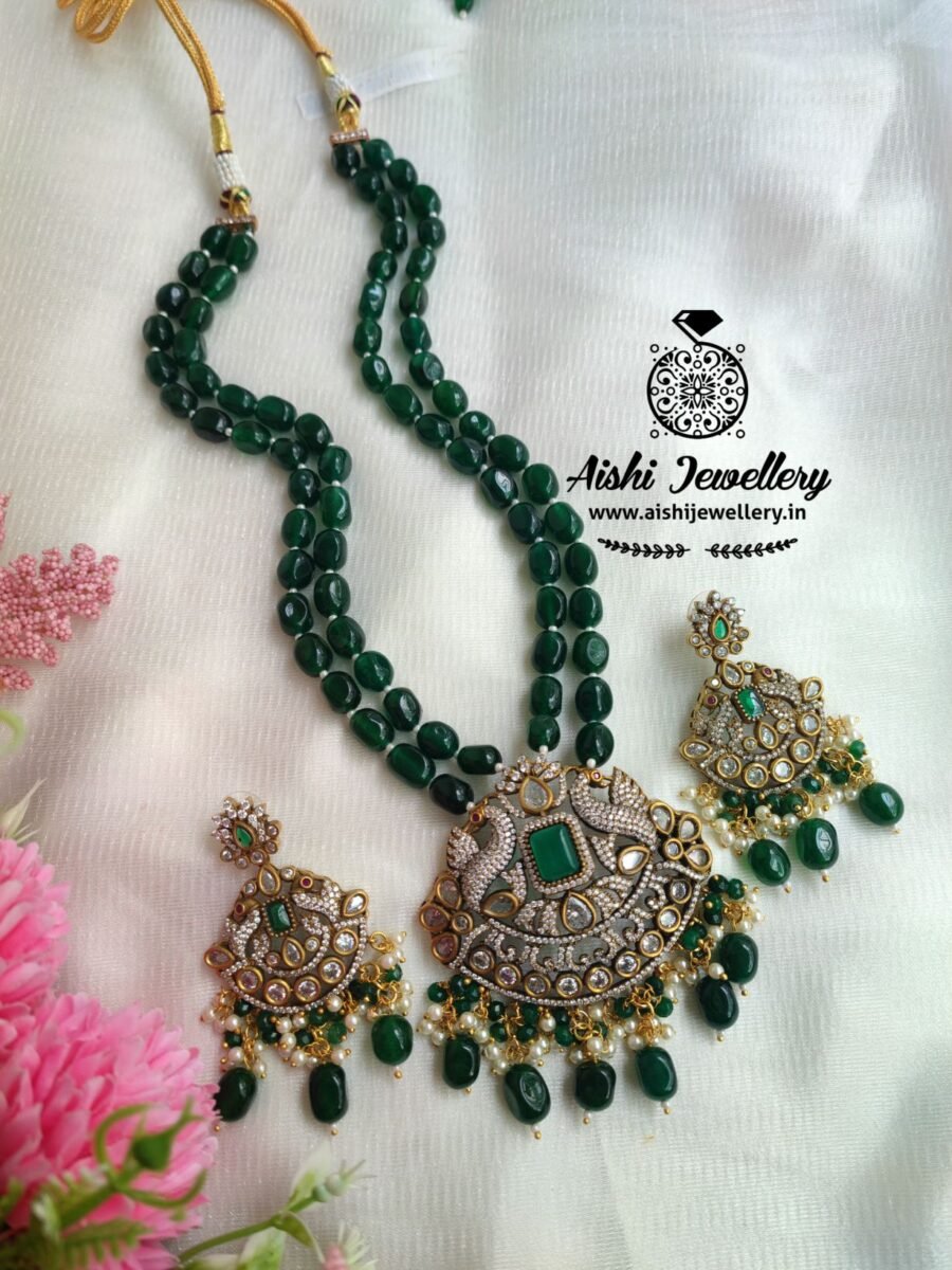 Victorian Peacock Diamond Mala Set-MA44