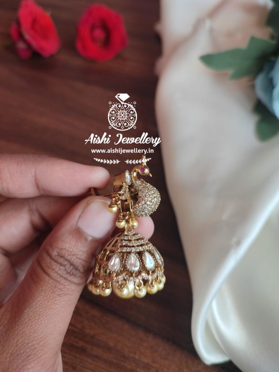 3D Peacock Victorian Finish Jhumka -AE136