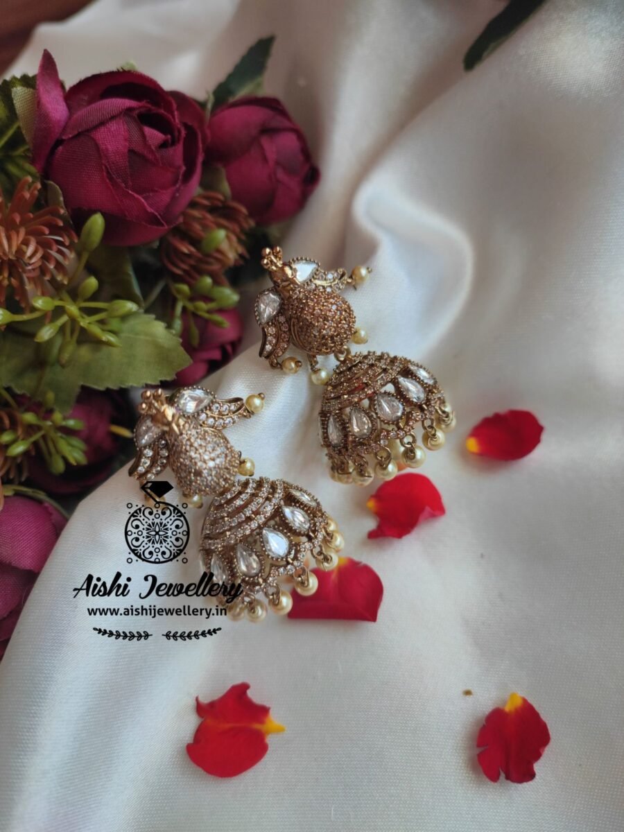 3D Peacock Victorian Finish Jhumka -AE136