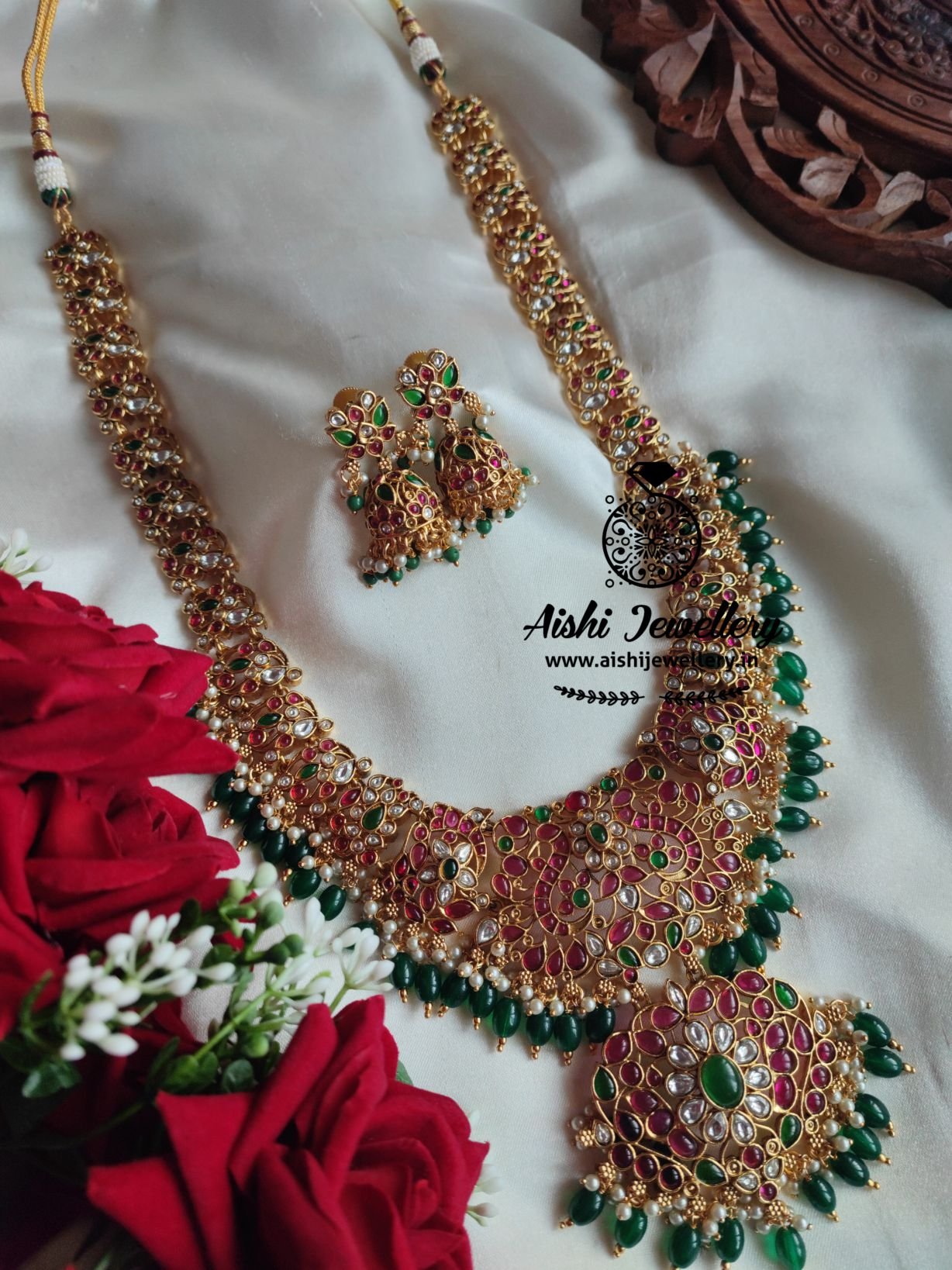 Bridal Kemp haram with golden beads-LH216