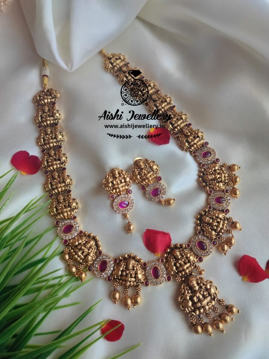 Nakshi Antique Haram Set(Ruby)-LH229