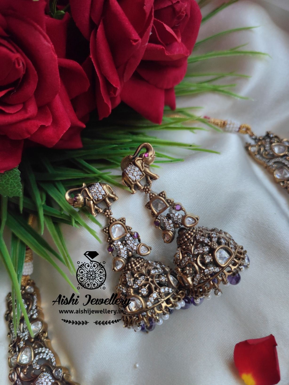 3D Craft Victorian Diamond Nakshi Neckpiece(Purple)-AN241