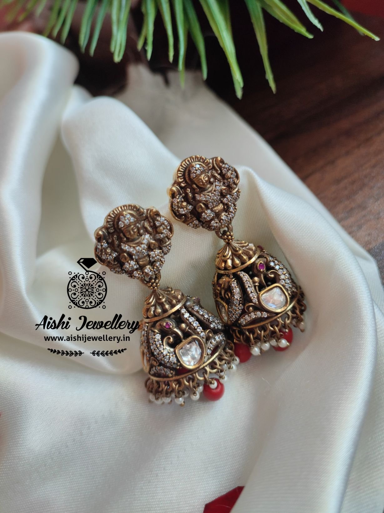 3D Craft Victorian Diamond Nakshi Neckpiece(Coral)-AN249