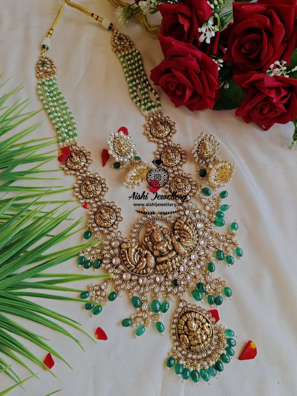 Gold Replica Nakshi Pearl Bridal Haram -LH269