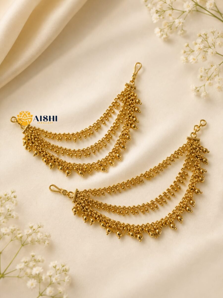 Antique Earchain with Golden Balls – EC88