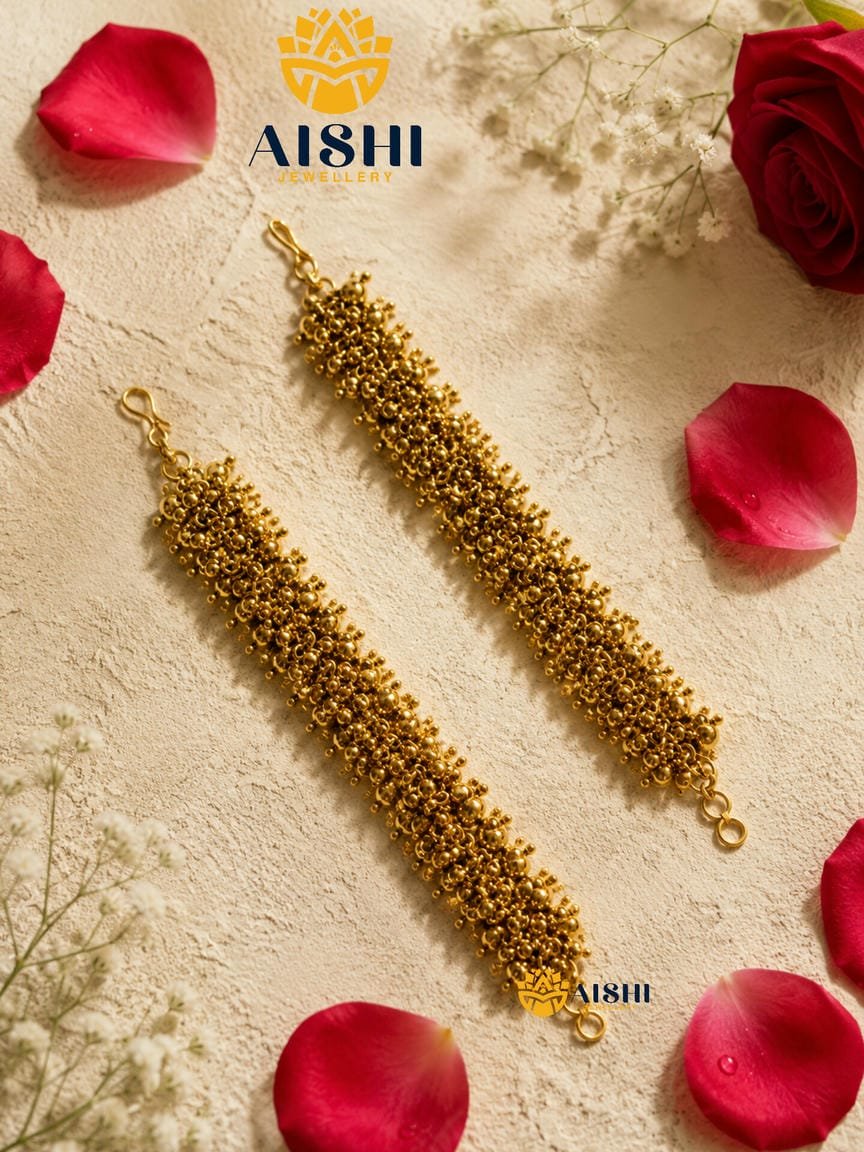 Vintage Style Earchain (Golden Beads)-EC120