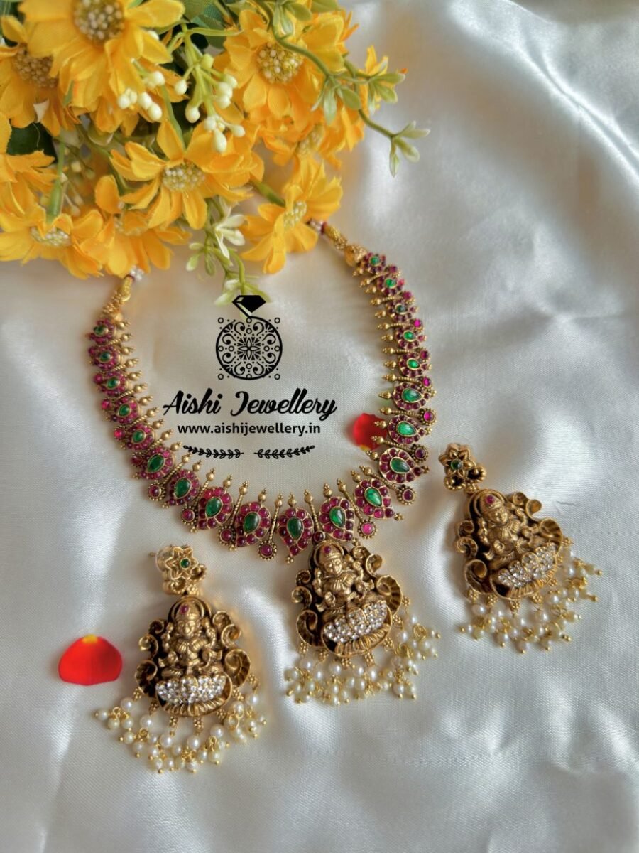 Nakshi Floral Neckset with White Pearls – FQ128