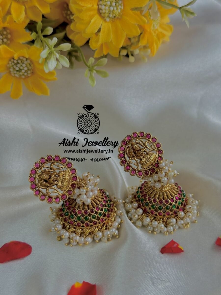 Nakshi Jhumka with White Pearls – FQ129