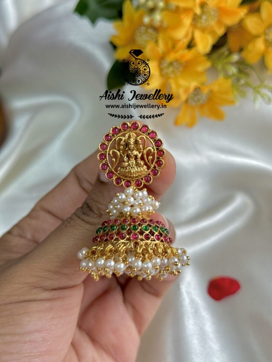 Nakshi Jhumka with White Pearls – FQ129