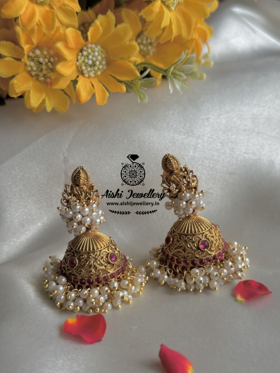 Nakshi Jhumka with White Pearls – FQ130