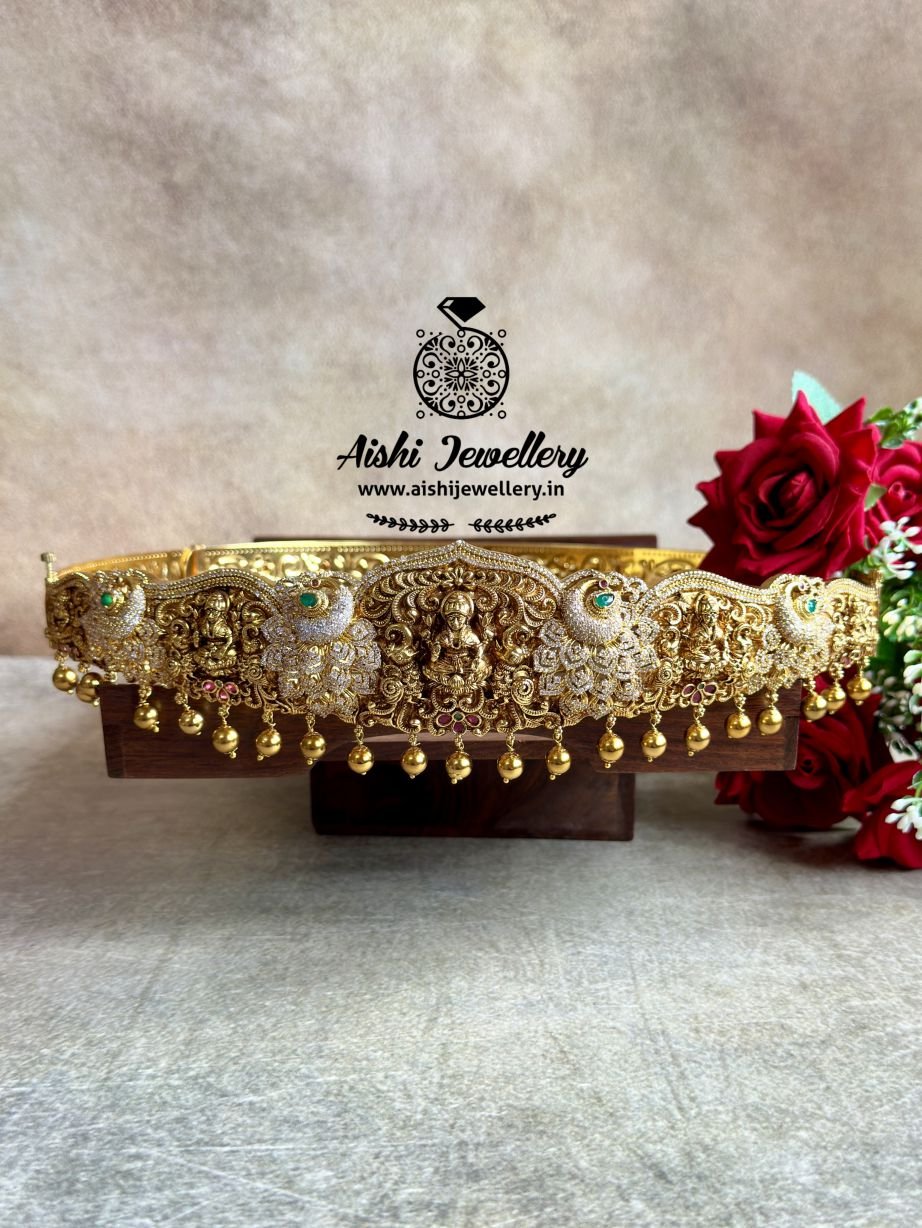 Gold likea polish with AD stones Nakshi Hipbelt-HB95