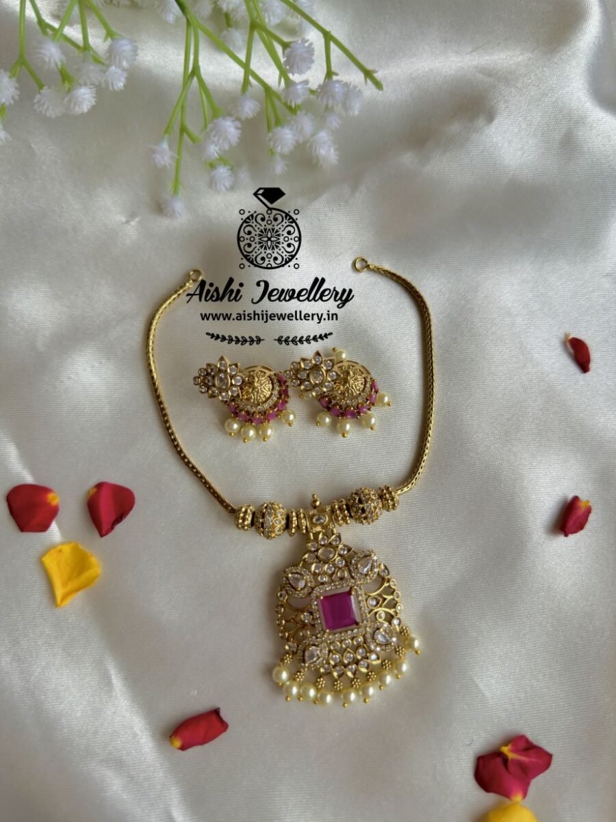 Floral Pendant Neckpiece ( Ruby) – N610