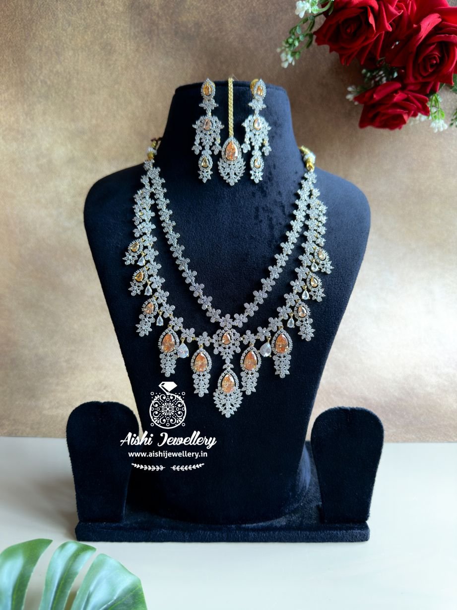 2 Layer Party Wear Ad Neckpiece (Champagne) – AN314