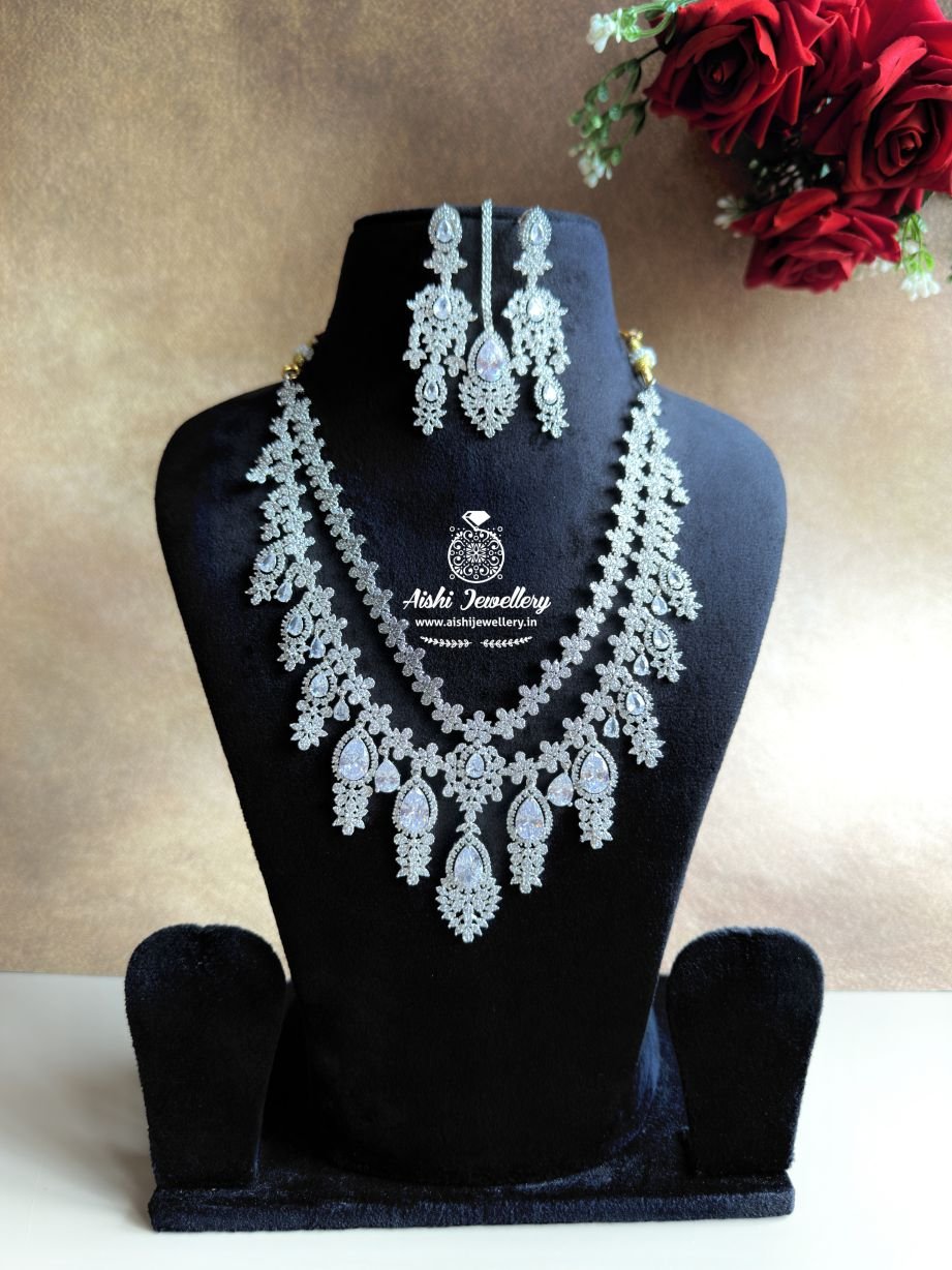 2 Layer Party Wear Ad Neckpiece (white) – AN316