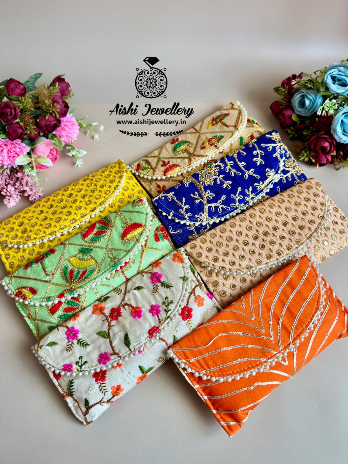 Embroidery Clutch ( Set of 7 Pc. ) Size – 4.5*9 inch  – CL3