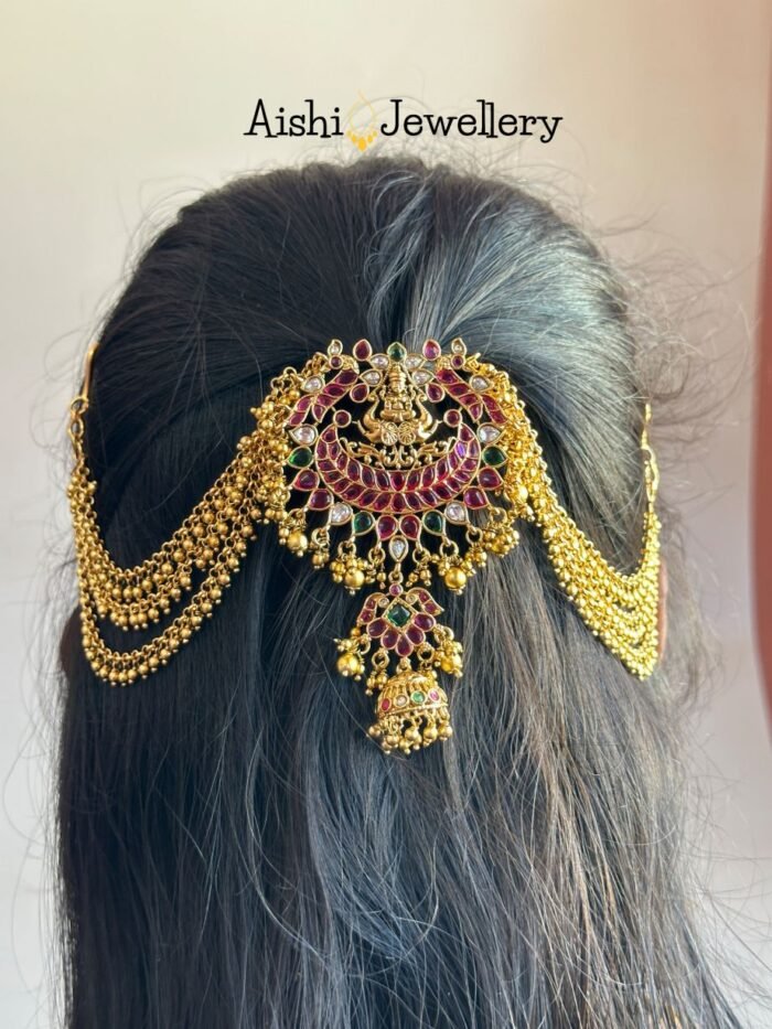 Lakshmi Devi with Mayura Hair Choti ( Golden Beads) – HA77