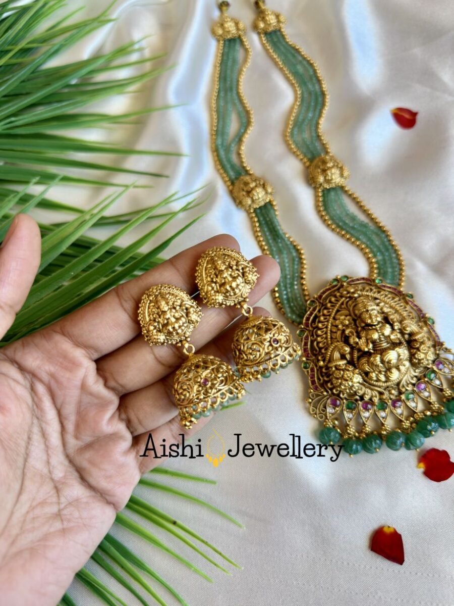 Lakshmi Devi Pendant Mala Set ( Mint Green) – MA75