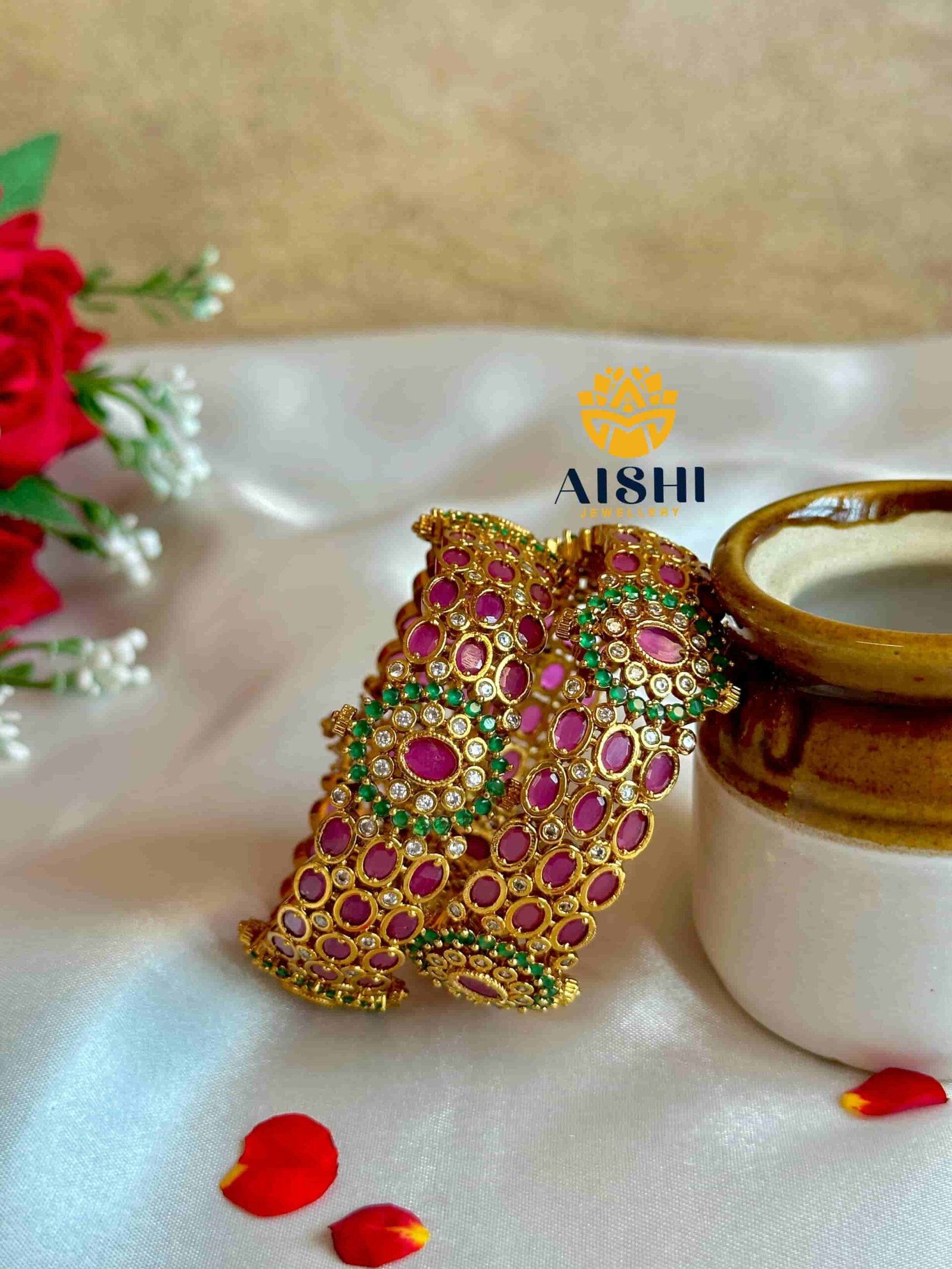 Bridal Ruby Bangles (Pair) -B185 - Image 3