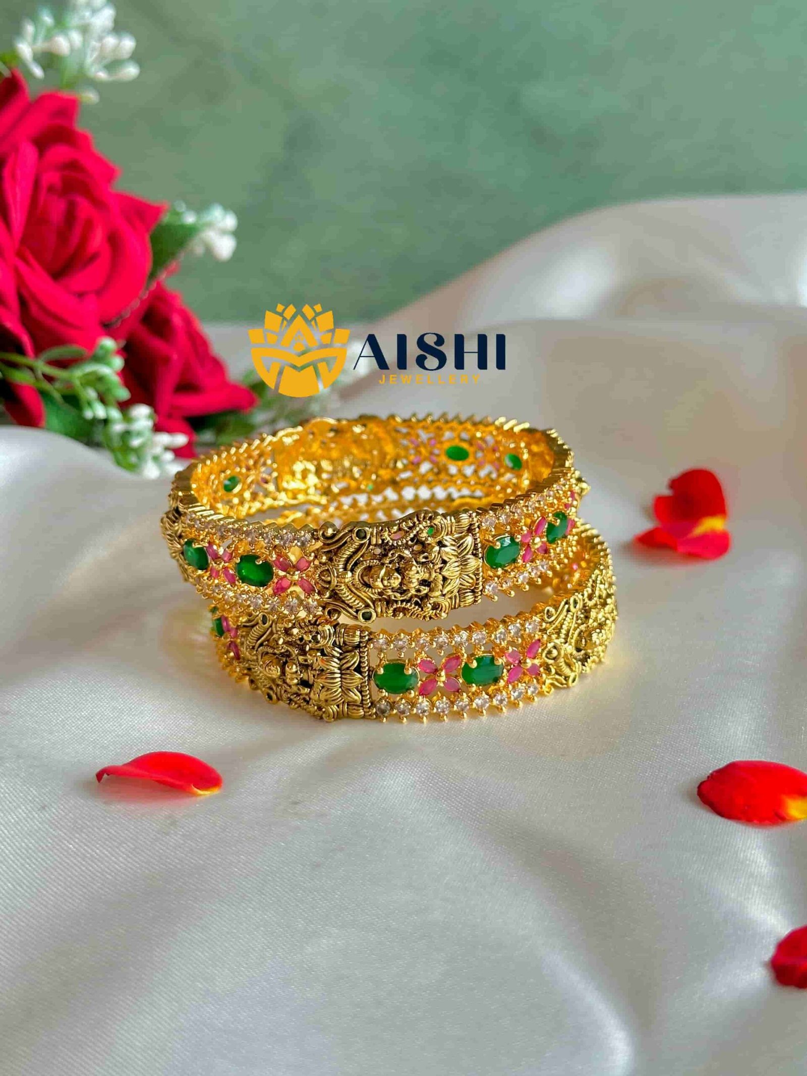 Paavai Nakshi Antique Bangle (Pair)-B192