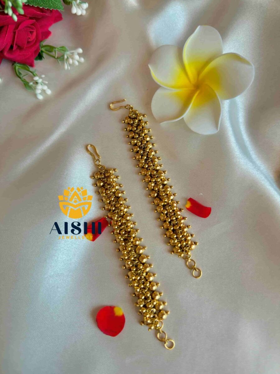Vintage Style Earchain (Golden Beads)-EC120