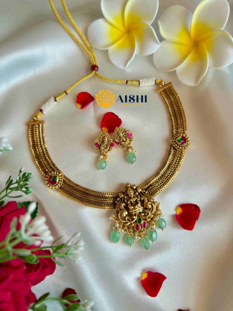 Nakshi Antique Neckpiec with Mint Green-N708