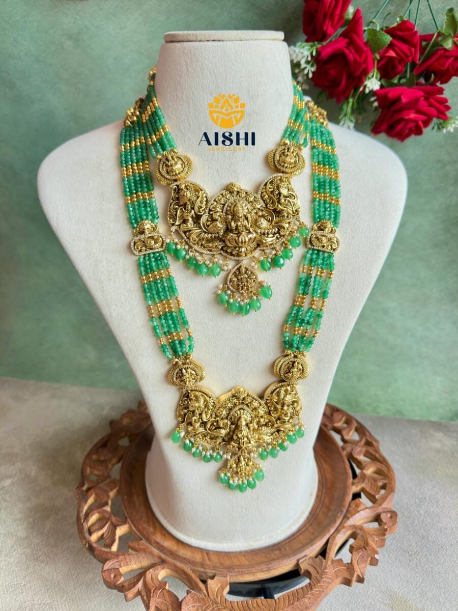 Elegant Mint Bead Lakshmi Mala Set -BS030