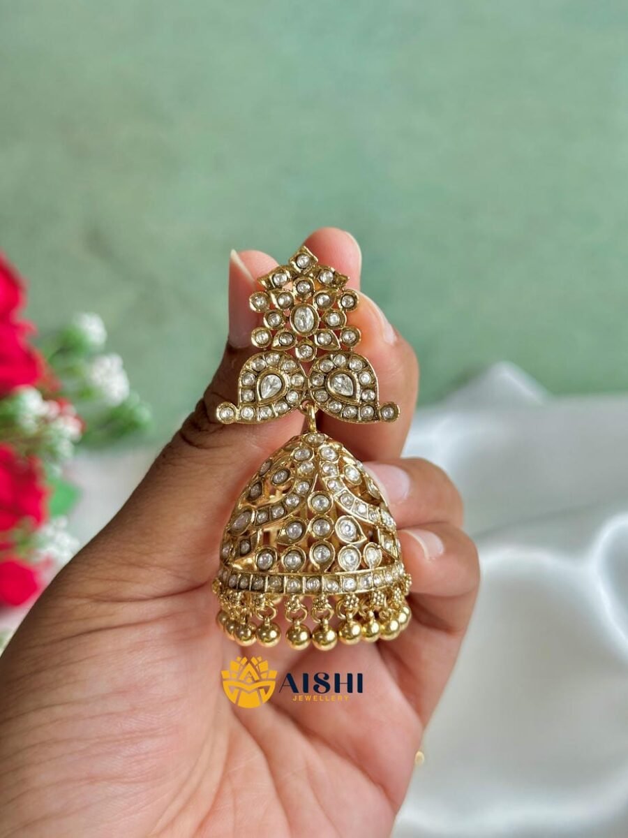 Vintage Inspiration Kemp Jhumka(White)-E387